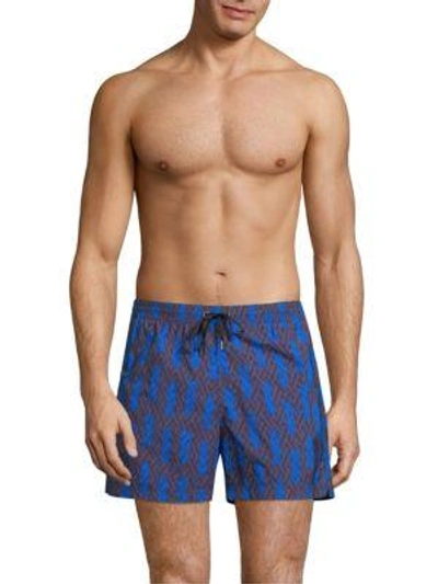 Dan Ward Geometric-print Swim Shorts In Blue