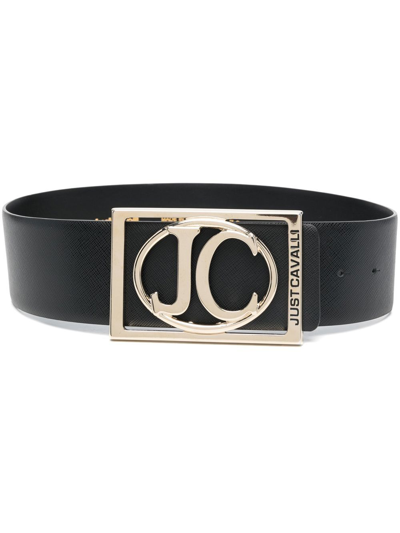 Just Cavalli Logo-buckle Leather Belt In Black