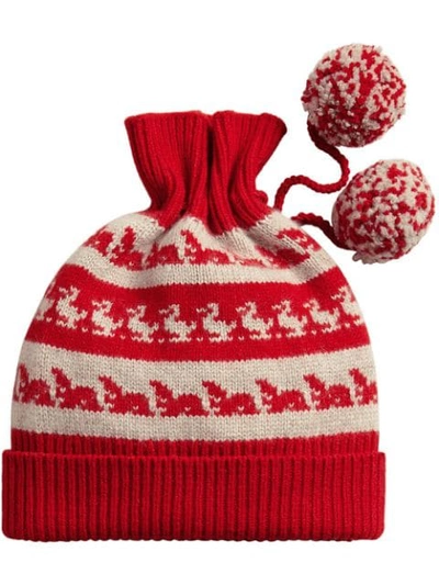 Burberry Knitted Cashmere Blend Hat, Red
