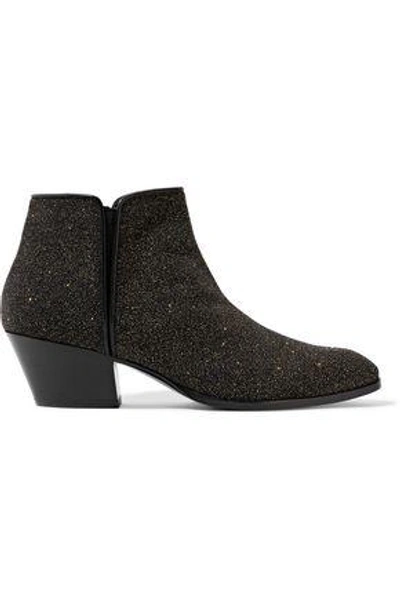 Giuseppe Zanotti Woman Glittered Leather Ankle Boots Black