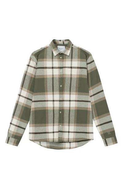Les Deux Jeremy Flannel Shirt - Olive Night / Lead Grey In Olive Night/ Lead Gray