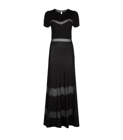 Sandro Faty Mesh-inset Maxi Dress In Black | ModeSens