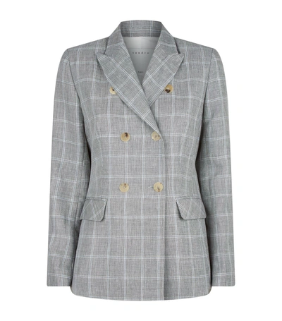 Sandro Iveline Double-breasted Plaid Blazer In Gray