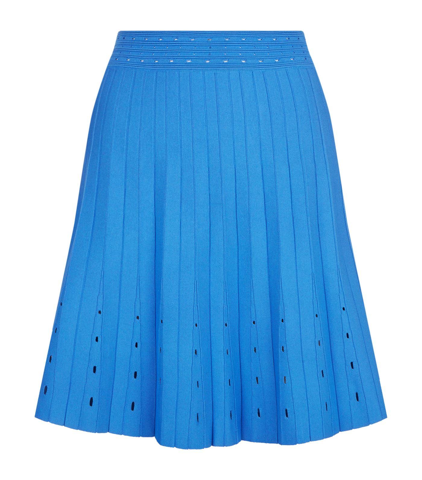 Sandro Izzy Pleated Eyelet-detail A-line Skirt In Blue | ModeSens