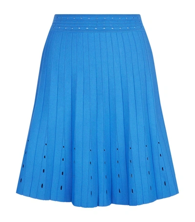 Sandro Izzy Pleated Eyelet-detail A-line Skirt In Blue Jean