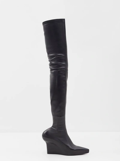 Givenchy Exaggerated-heel 80 Leather Over-the-knee Boots In Black