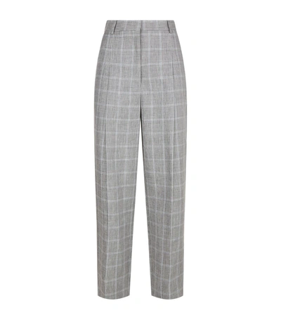 Sandro Hoviv Cropped Wide-leg Plaid Pants In Gray