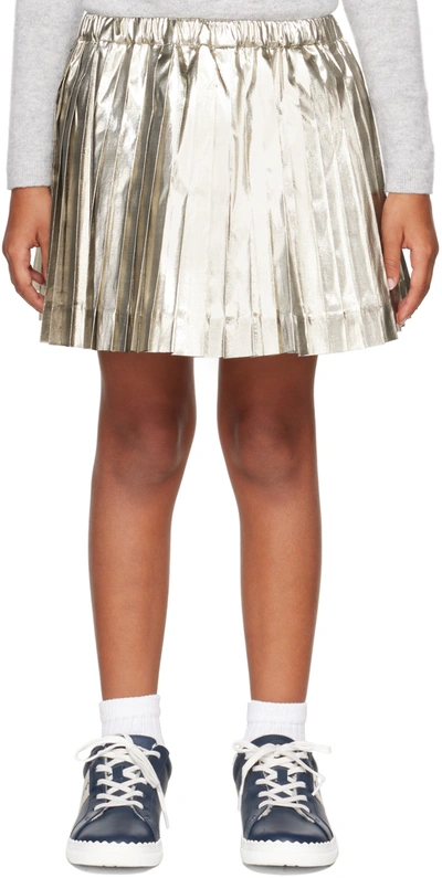 Bonpoint Kids' Beryl Metallic Pleated Skirt In Gold