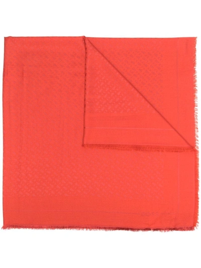 Hugo Boss Monogram-jacquard Fine-knit Scarf In Red