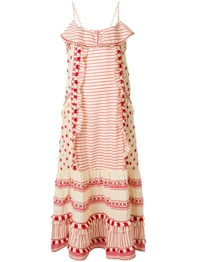Dodo Bar Or Embroidered Cotton Dress In Red