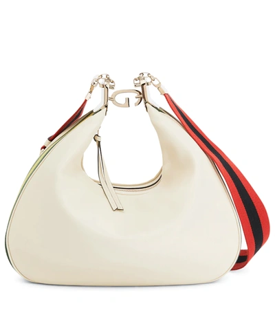 Gucci Attache Large Leather Shoulder Bag In White