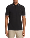 Fred Perry Tipped Pique Slim Fit Polo Shirt In Black/white/gray