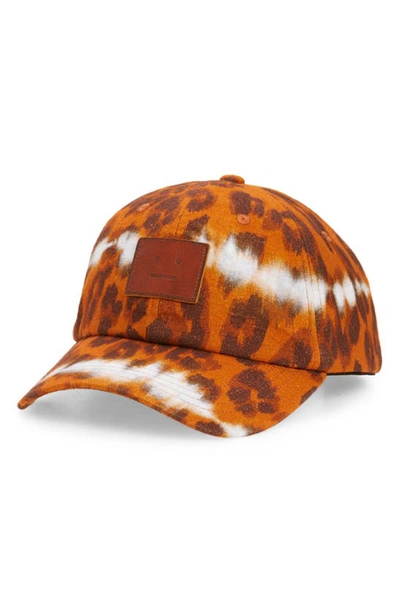 Acne Studios Logo-appliquéd Leopard-print Stretch-cotton Cap In Rust Red/brown