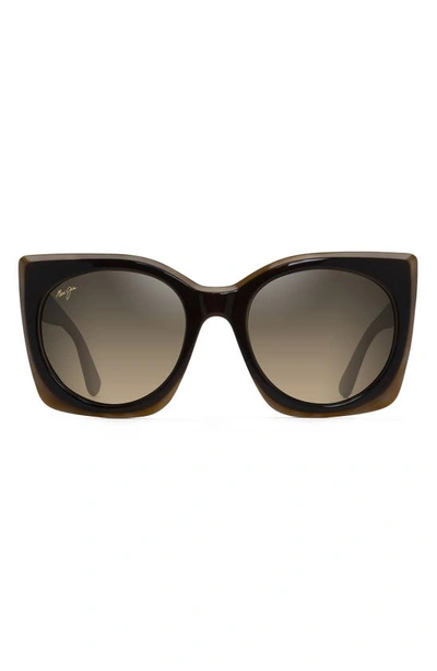 Maui Jim Pakalana 53mm Polarized Plus2® Cat Eye Sunglasses In Chocolate/ Tortoise