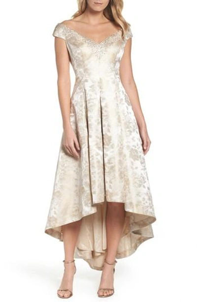 Eliza J Off The Shoulder High/low Gown In Champagne | ModeSens