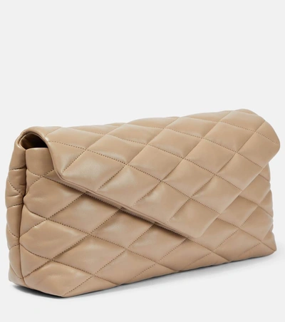 Saint Laurent Sade Quilted-leather Clutch Bag In Beige