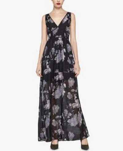 Bcbgeneration Floral-print Ruffled Maxi Dress In Black Floral