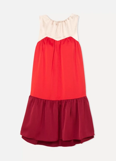 Paper London Rubin Color-block Satin Mini Dress In Red
