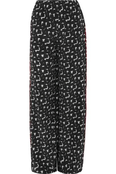 Marni Gothica Printed Silk Crepe De Chine Wide-leg Pants In Black