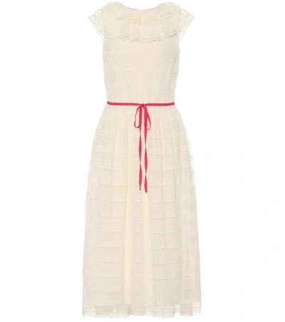 Red Valentino Sleeveless Lace Dress In White