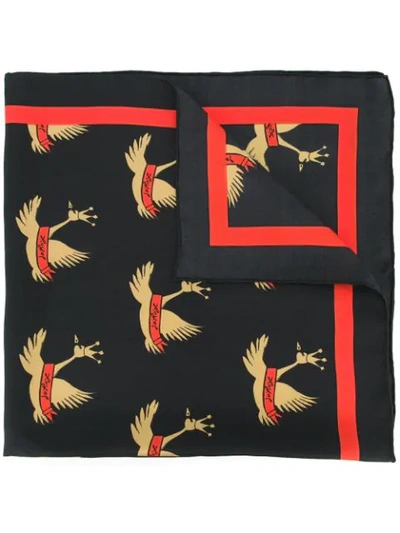 Macgraw Swan Print Scarf In Black