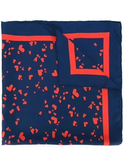 Macgraw Heart Print Scarf In Blue
