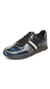 Bally Aston Runner Low-top Leather Sneakers In Blue