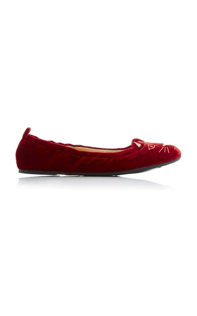 Charlotte Olympia Kitty Ballerina Flat In Red