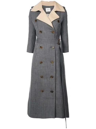 Khaite Charlotte Houndstooth Wool-tweed Trench Coat In Brown