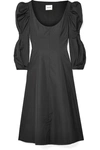 Khaite Edwinda Cotton-poplin Midi Dress In Black