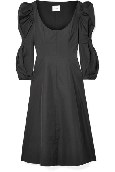 Khaite Edwinda Cotton-poplin Midi Dress In Black