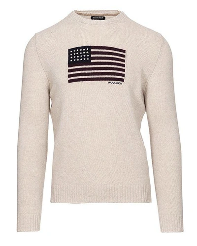 Woolrich Flag Sweater In Panna
