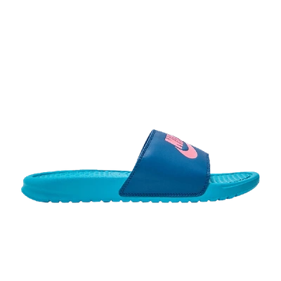 Pre-owned Nike Benassi Jdi Slide 'teal Nebula' In Blue