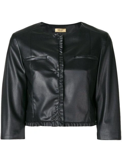 Liu •jo Cropped Biker Jacket In Black