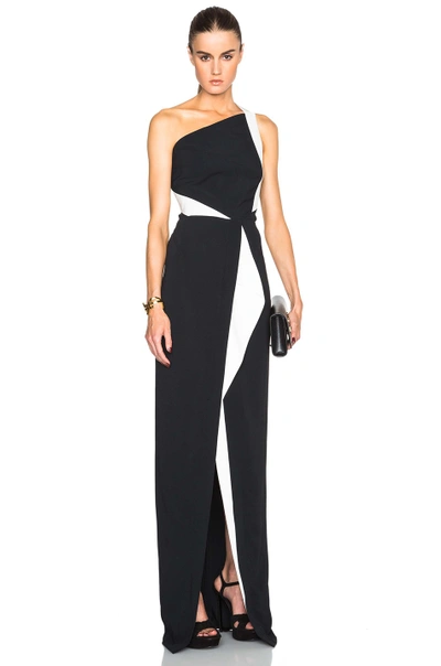 Roland Mouret Lilyvick Stretch Double Crepe Gown In Black & White | ModeSens