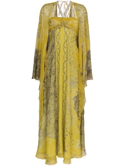 Etro Paisley-print Embellished Silk-georgette Gown In Yellow&orange
