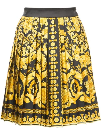 Versace Twill Heritage Pleated Mini Skirt In Multicolor