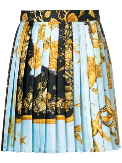 Versace Tresor De La Mer Silk Twill Mini Skirt In Blue
