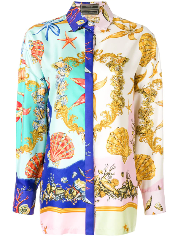 Versace Oversize Printed Silk Twill Shirt In Multicolor | ModeSens