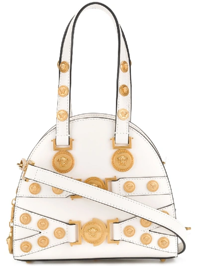 Versace Small Tribute Leather Top Handle Bag In White