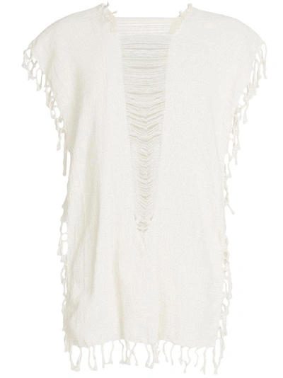 Caravana Convertible Fringed And Distressed Top - Neutrals