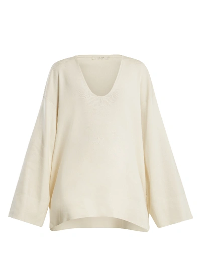 The Row Lesli Silk And Cotton-blend Sweater In Ivory