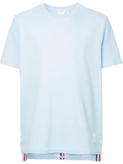 Thom Browne Striped Trim Pique T-shirt In Blue
