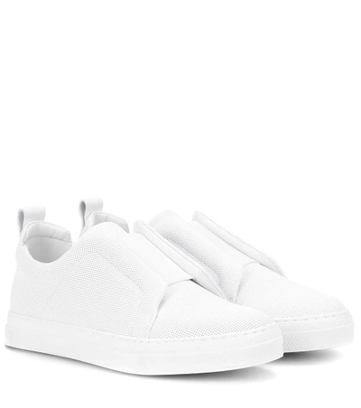 Pierre Hardy Slider Textured Leather Sneakers In White