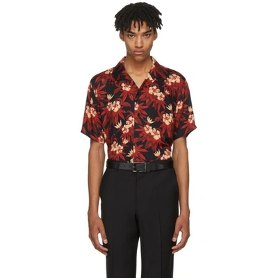 Sss World Corp Red & Black Weed Hibiscus Magnum Hawaiian Shirt
