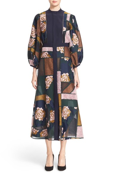 Roksanda 'gallen' Print Silk Midi Dress In Navy Multi | ModeSens