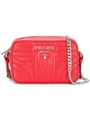 Prada Bevelled Leather Cross-body Bag In Red