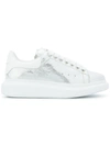 Alexander Mcqueen Silver Leather Oversized Sneakers In Grey