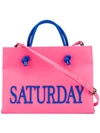 Alberta Ferretti Leather Saturday Shopping Bag In Pink
