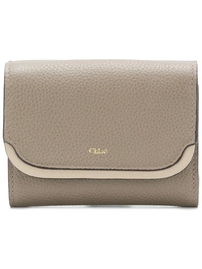Chloé Easy Small Tri-fold Leather Wallet In Grey